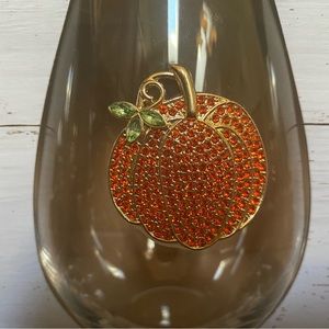 NIB Set of 4 Blinged Out Pumpkin Stemless Wine Glasses
